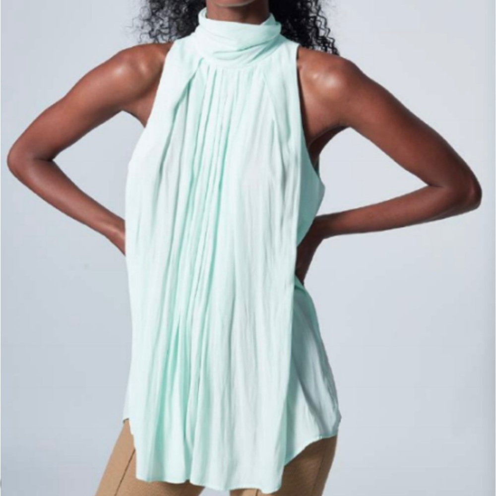 Smythe Green Relaxed Pleated Blouse